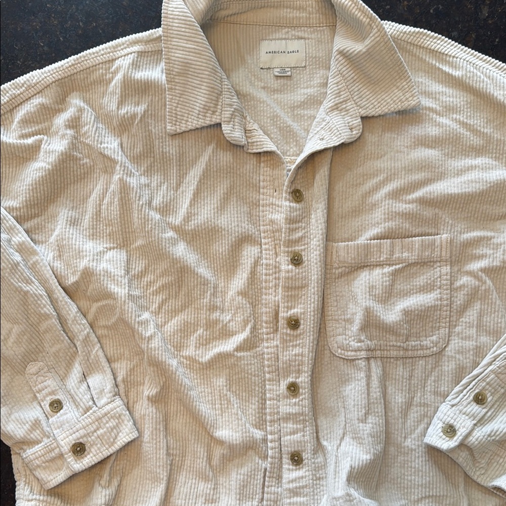 American Eagle Outfitters Cream Casual Button Down Shirt